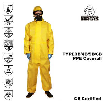 Coverall Medis Sekali Pakai Tipe Kuning 3B/4B/5B/6B untuk Perlindungan Bakteri Virus