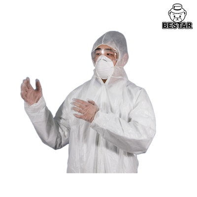 White SPP PE Disposable Protective Coverall Work Suits Untuk Pengolahan Makanan