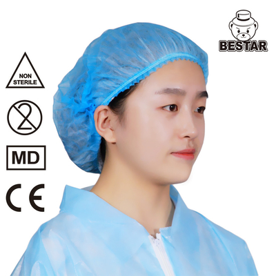 Polypropylene Medical Disposable Nonwoven Cap Bouffant Scrub Hats Untuk Rumah Sakit