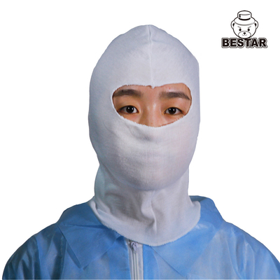 OSFA Cotton Protective Steril Sekali Pakai Hood Putih Dengan Overlock Jahit