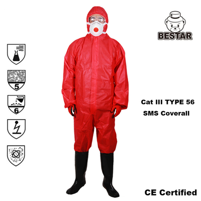 SPP Polypropylene Coverall Pelindung Sekali Pakai Bernapas Tipe 5 6 Coverall